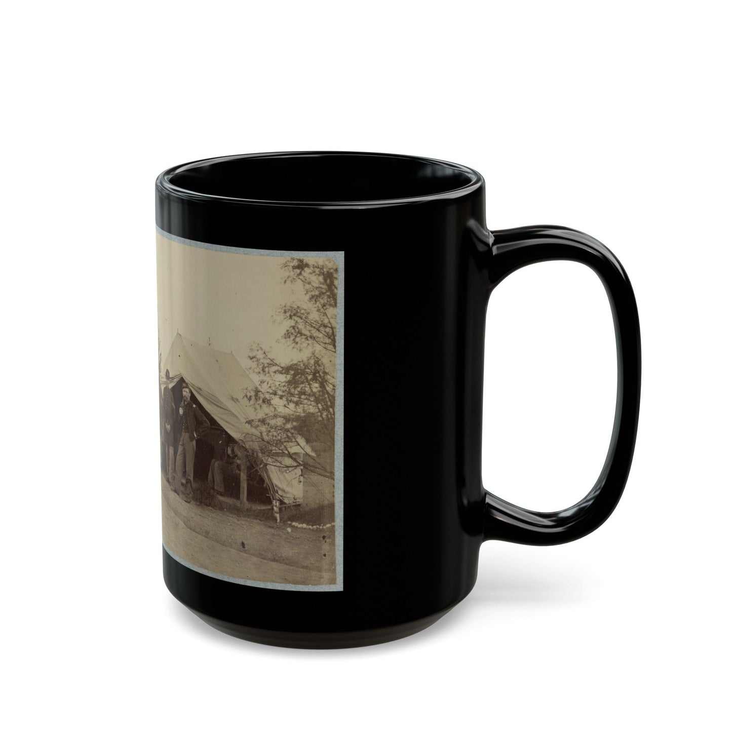 Group Of Officers Lined Up In Front Of The Tents (U.S. Civil War) Black Coffee Mug-The Sticker Space