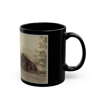 Group Of Officers Lined Up In Front Of The Tents (U.S. Civil War) Black Coffee Mug-The Sticker Space