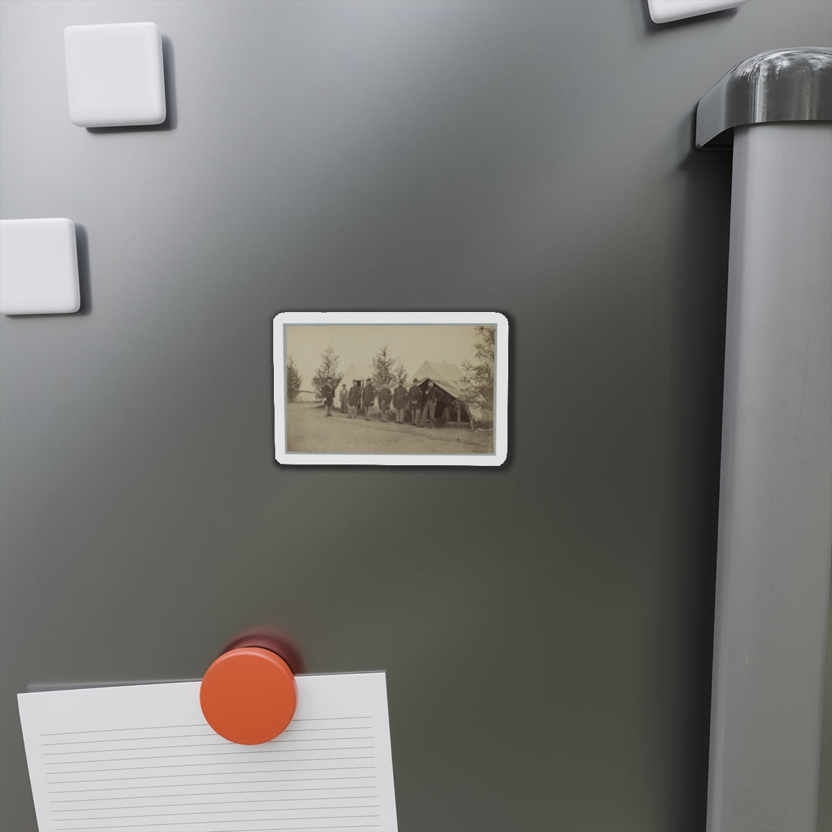 Group Of Officers Lined Up In Front Of The Tents (U.S. Civil War) Refrigerator Magnet-The Sticker Space