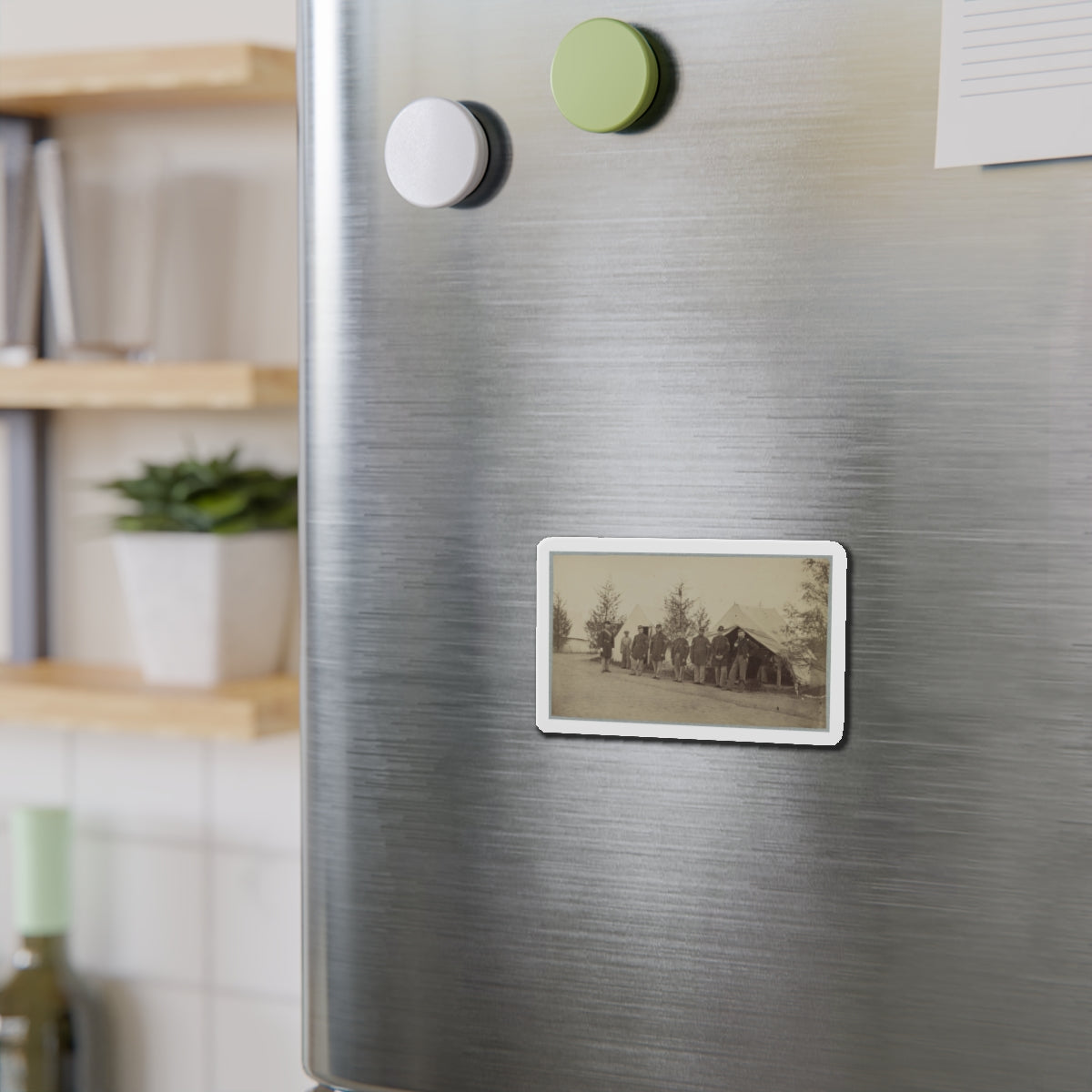 Group Of Officers Lined Up In Front Of The Tents (U.S. Civil War) Refrigerator Magnet-The Sticker Space