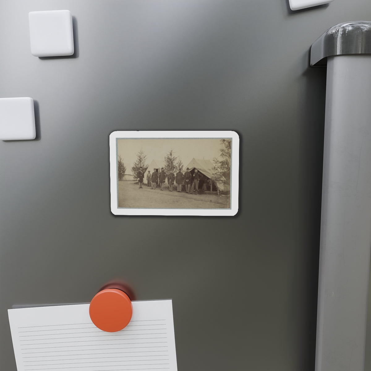 Group Of Officers Lined Up In Front Of The Tents (U.S. Civil War) Refrigerator Magnet-The Sticker Space