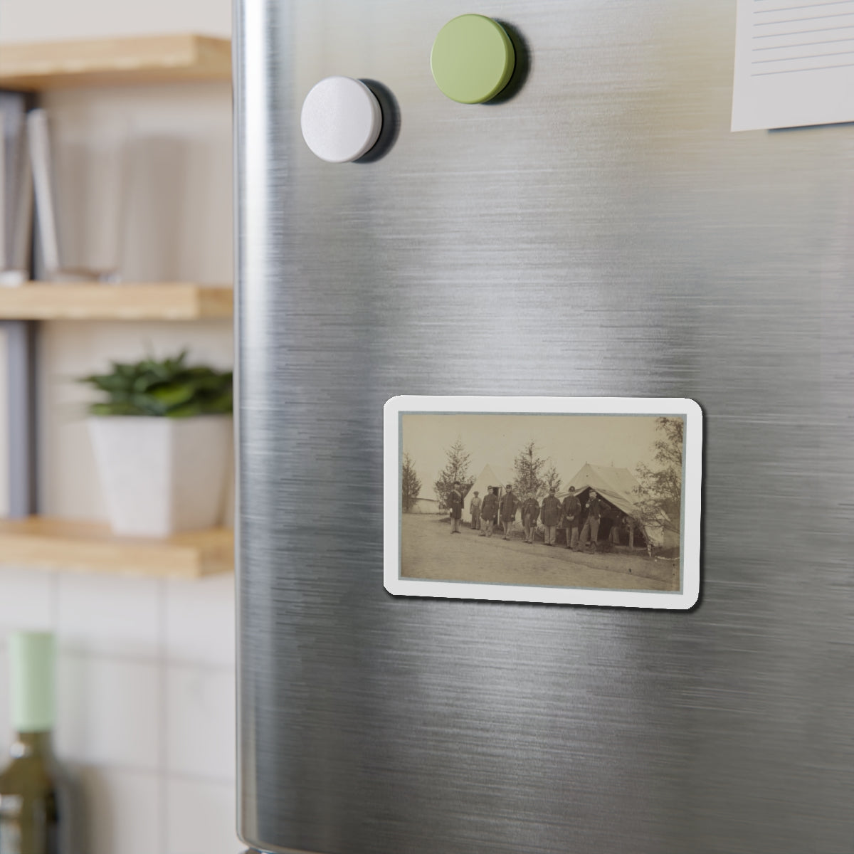 Group Of Officers Lined Up In Front Of The Tents (U.S. Civil War) Refrigerator Magnet-The Sticker Space