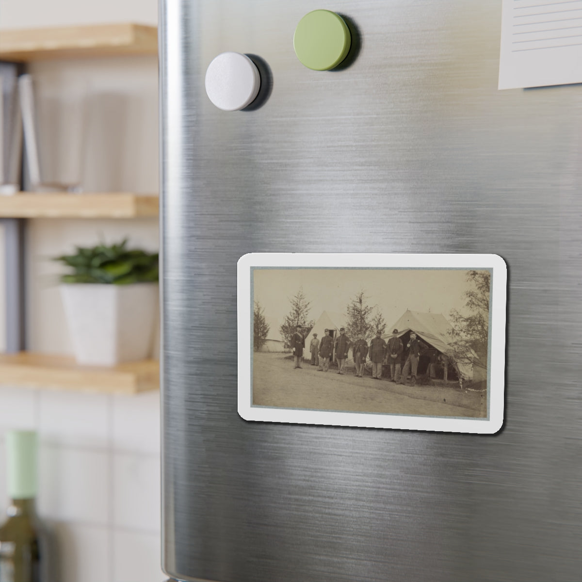 Group Of Officers Lined Up In Front Of The Tents (U.S. Civil War) Refrigerator Magnet-The Sticker Space