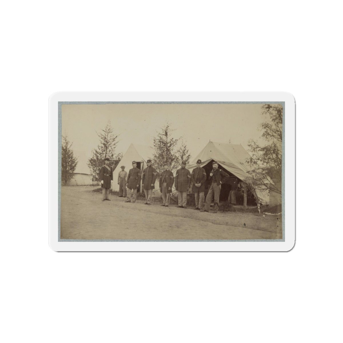 Group Of Officers Lined Up In Front Of The Tents (U.S. Civil War) Refrigerator Magnet-4" x 4"-The Sticker Space