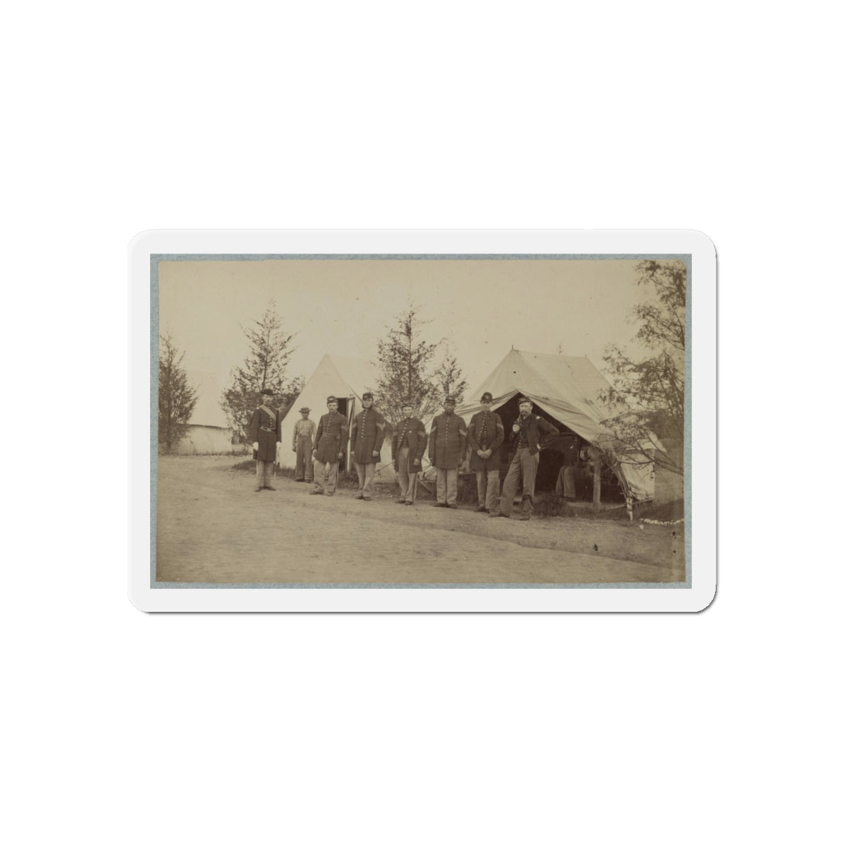 Group Of Officers Lined Up In Front Of The Tents (U.S. Civil War) Refrigerator Magnet-6 × 6"-The Sticker Space