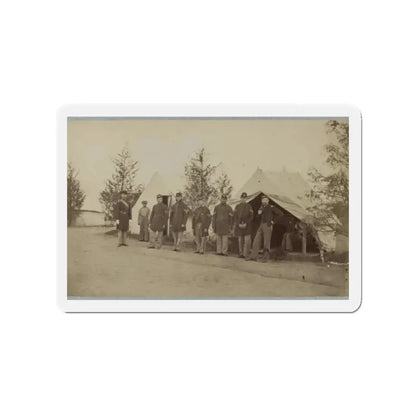 Group Of Officers Lined Up In Front Of The Tents (U.S. Civil War) Refrigerator Magnet 2 Inch Die-Cut - The Sticker Space