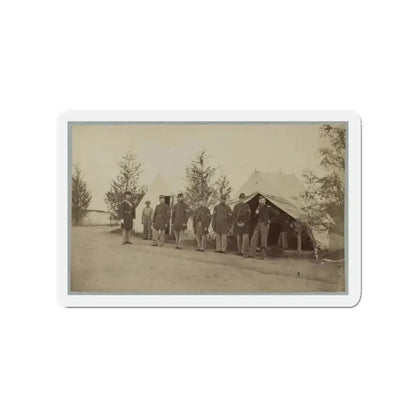 Group Of Officers Lined Up In Front Of The Tents (U.S. Civil War) Refrigerator Magnet 3 Inch Die-Cut - The Sticker Space