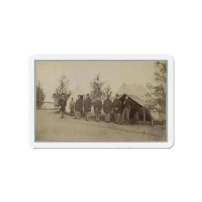 Group Of Officers Lined Up In Front Of The Tents (U.S. Civil War) Refrigerator Magnet 4 Inch Die-Cut - The Sticker Space