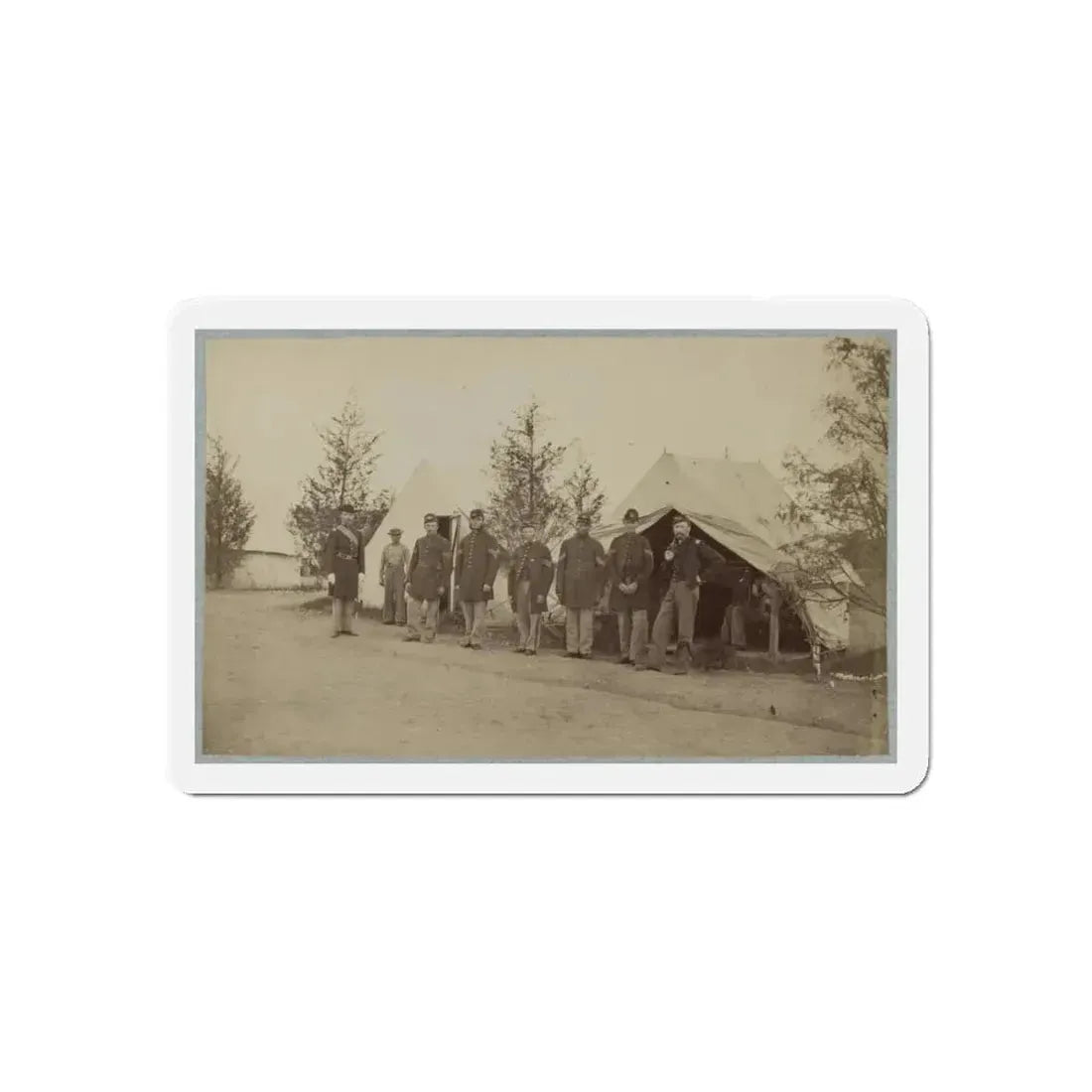 Group Of Officers Lined Up In Front Of The Tents (U.S. Civil War) Refrigerator Magnet 6 Inch Die-Cut - The Sticker Space