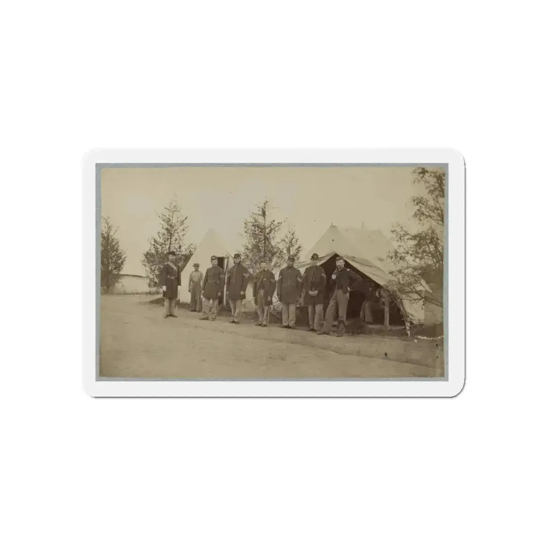 Group Of Officers Lined Up In Front Of The Tents (U.S. Civil War) Refrigerator Magnet - The Sticker Space