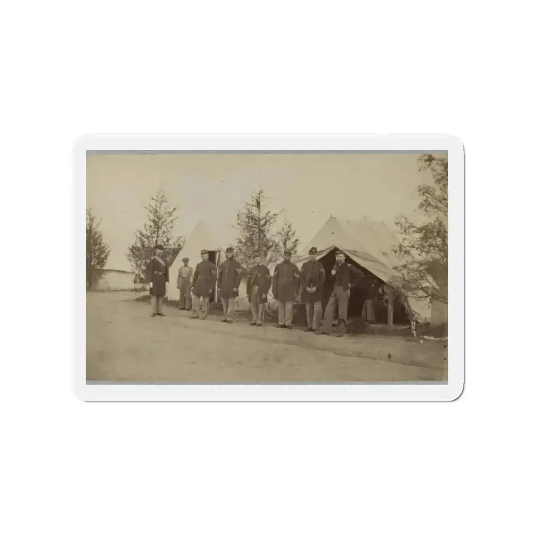 Group Of Officers Lined Up In Front Of The Tents (U.S. Civil War) Refrigerator Magnet - The Sticker Space