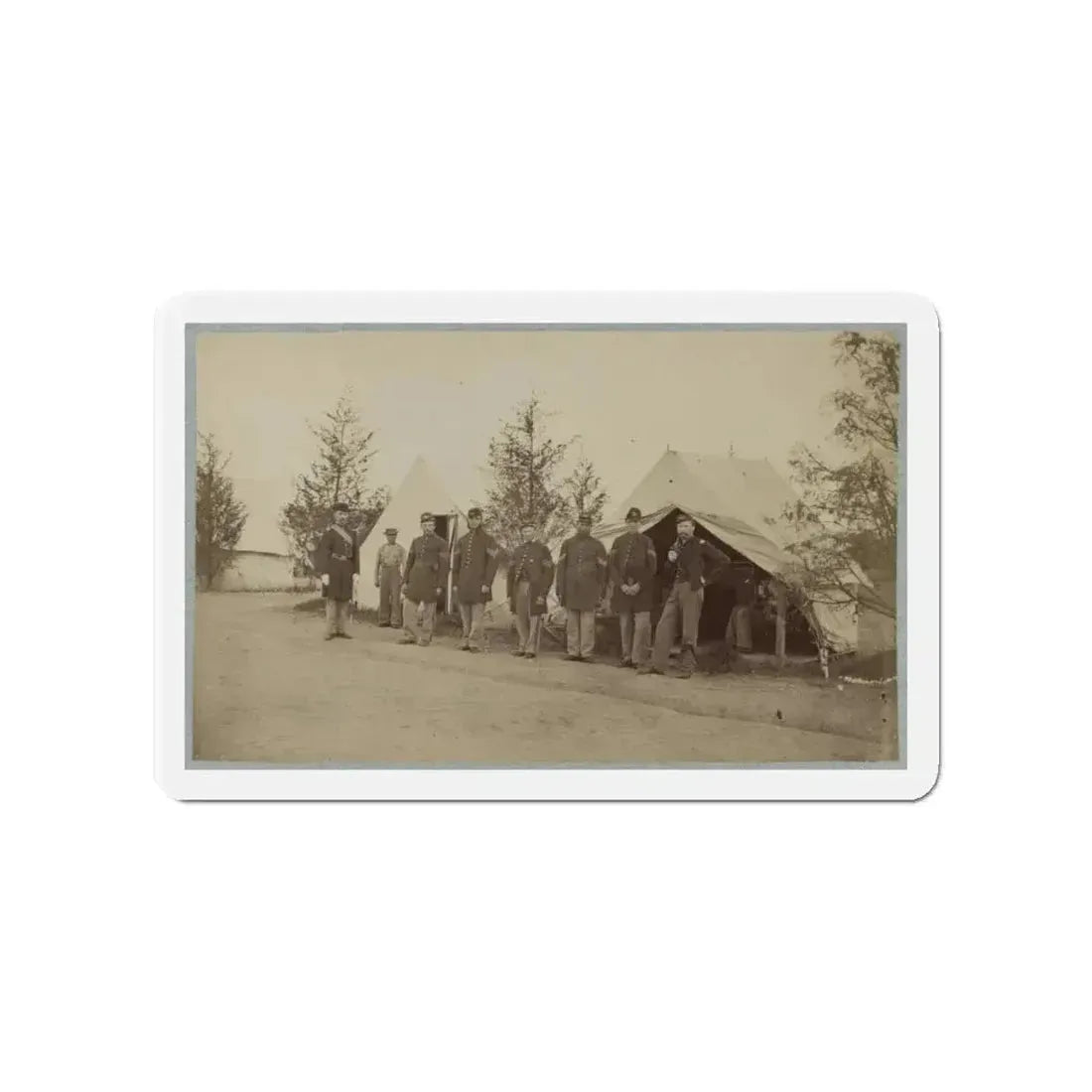 Group Of Officers Lined Up In Front Of The Tents (U.S. Civil War) Refrigerator Magnet - The Sticker Space
