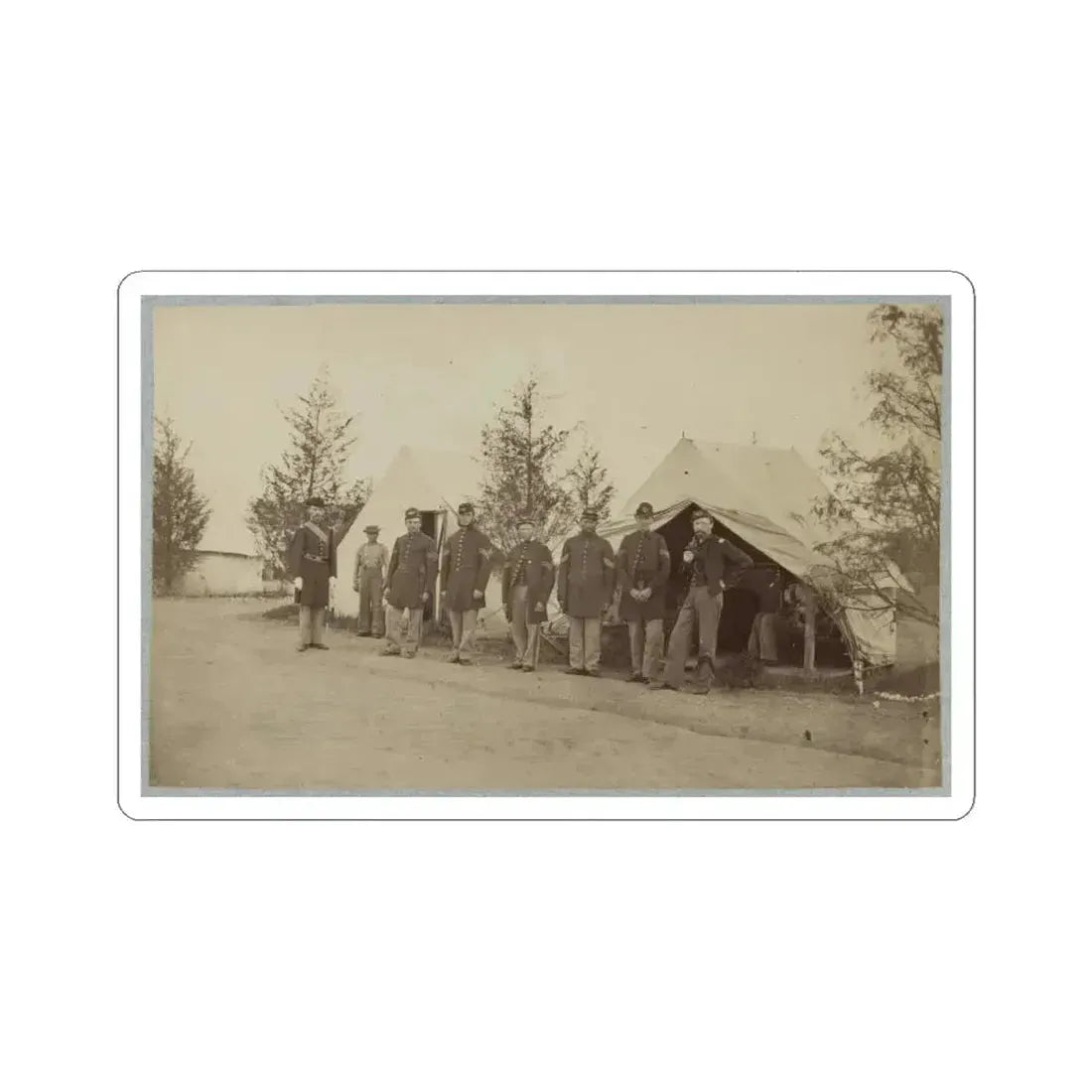 Group of Officers Lined Up in Front of the Tents (U.S. Civil War) STICKER Vinyl Kiss-Cut Decal 4 Inch White - The Sticker Space