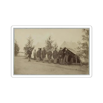 Group of Officers Lined Up in Front of the Tents (U.S. Civil War) STICKER Vinyl Kiss-Cut Decal 4 Inch White - The Sticker Space
