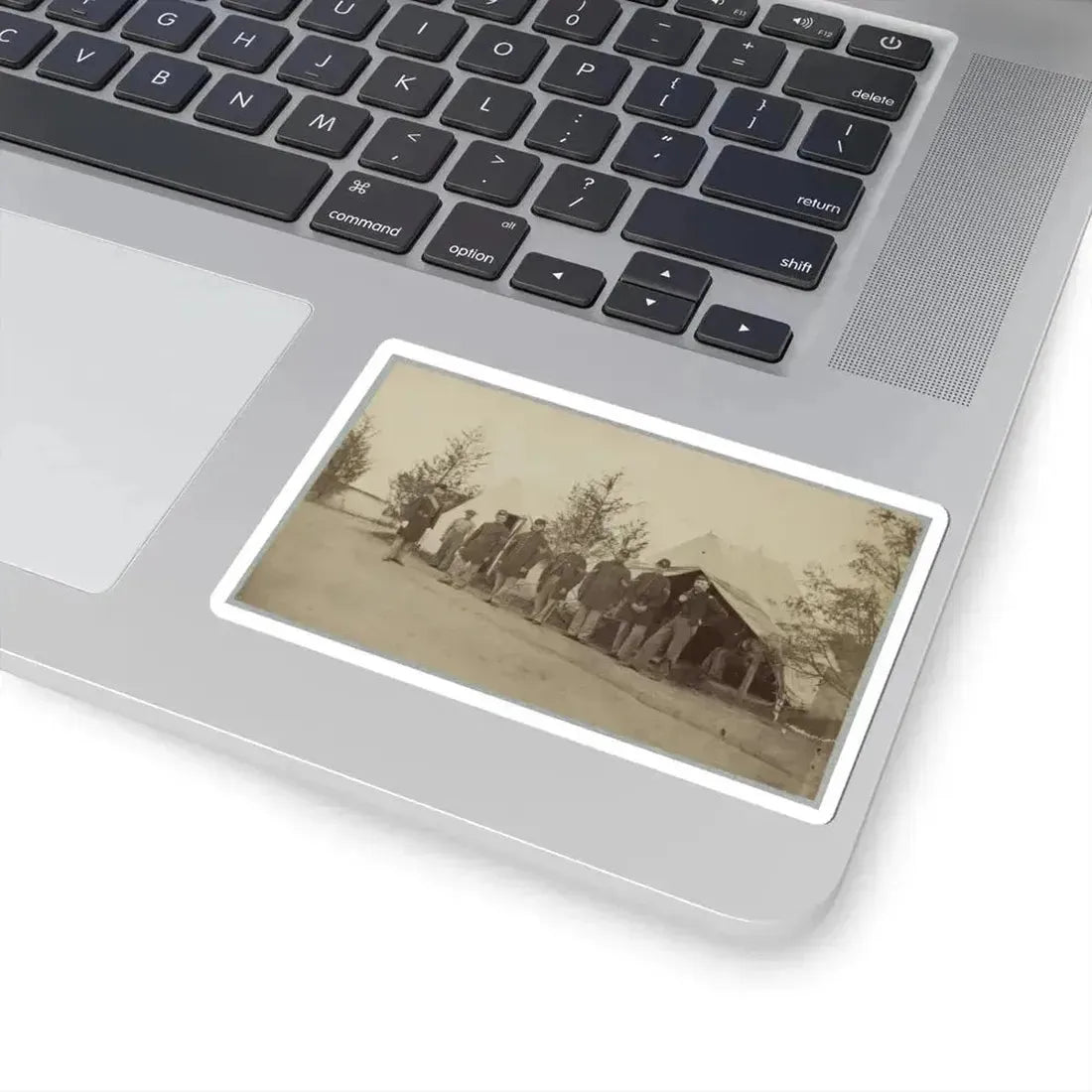 Group of Officers Lined Up in Front of the Tents (U.S. Civil War) STICKER Vinyl Kiss-Cut Decal - The Sticker Space