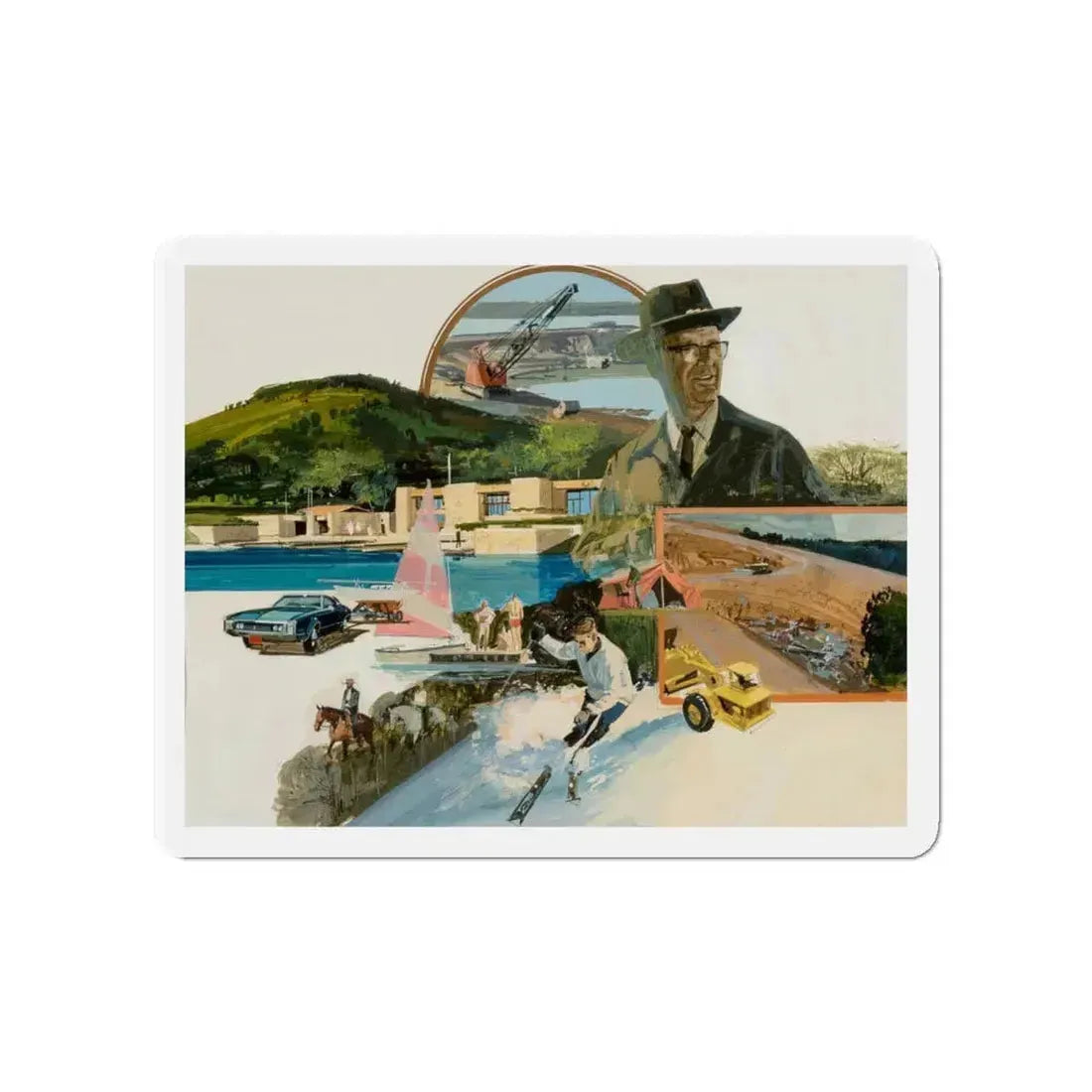 Group of Six Calendar illustrations (1), 1970-78 (Magazine Illustration) Refrigerator Magnet 4 Inch Die-Cut - The Sticker Space