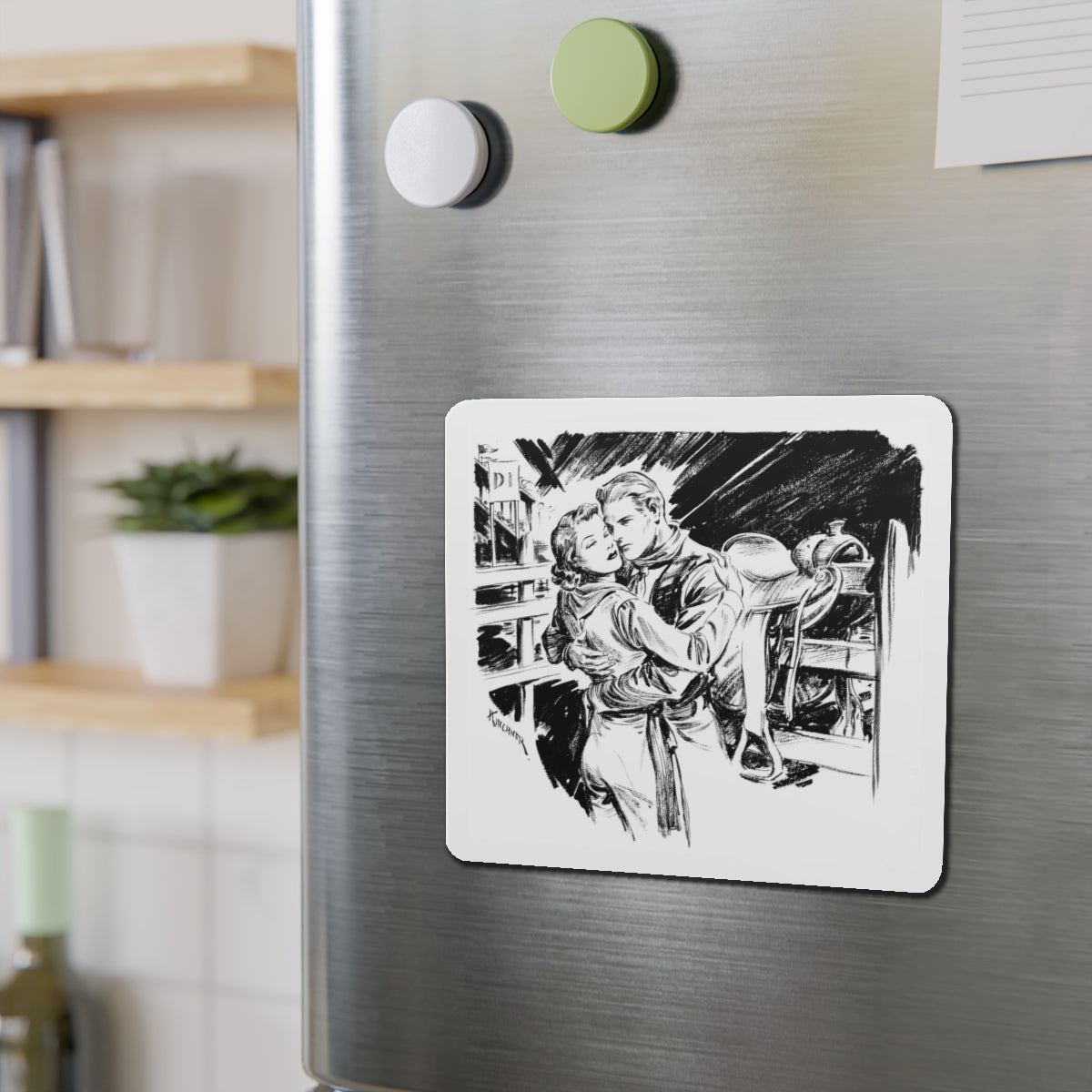 Group of six interior pulp illustrations (1) (Magazine Illustration) Refrigerator Magnet