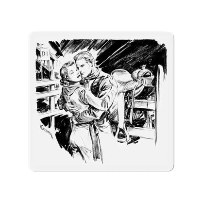 Group of six interior pulp illustrations (1) (Magazine Illustration) Refrigerator Magnet 4 Inch Die-Cut - The Sticker Space