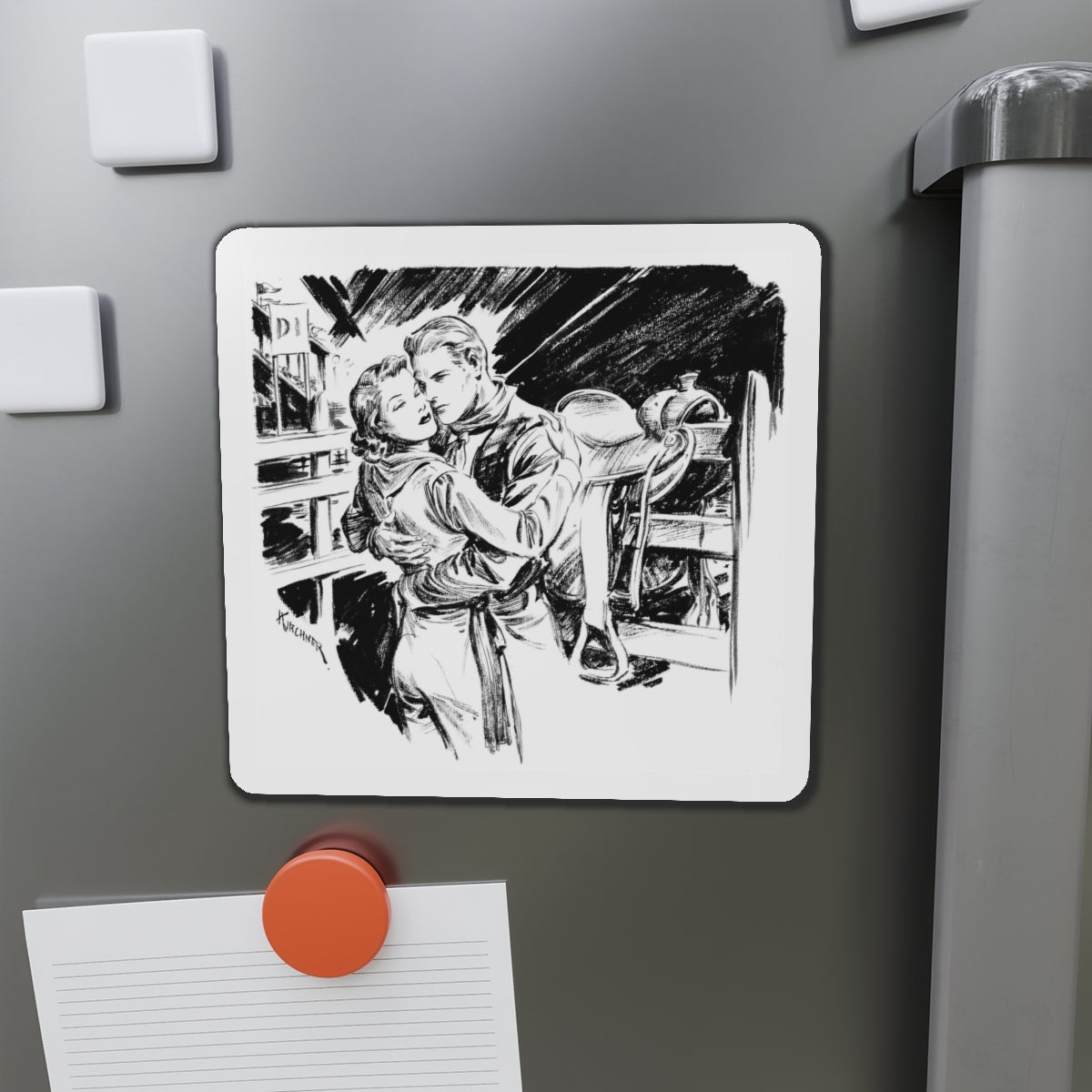 Group of six interior pulp illustrations (1) (Magazine Illustration) Refrigerator Magnet