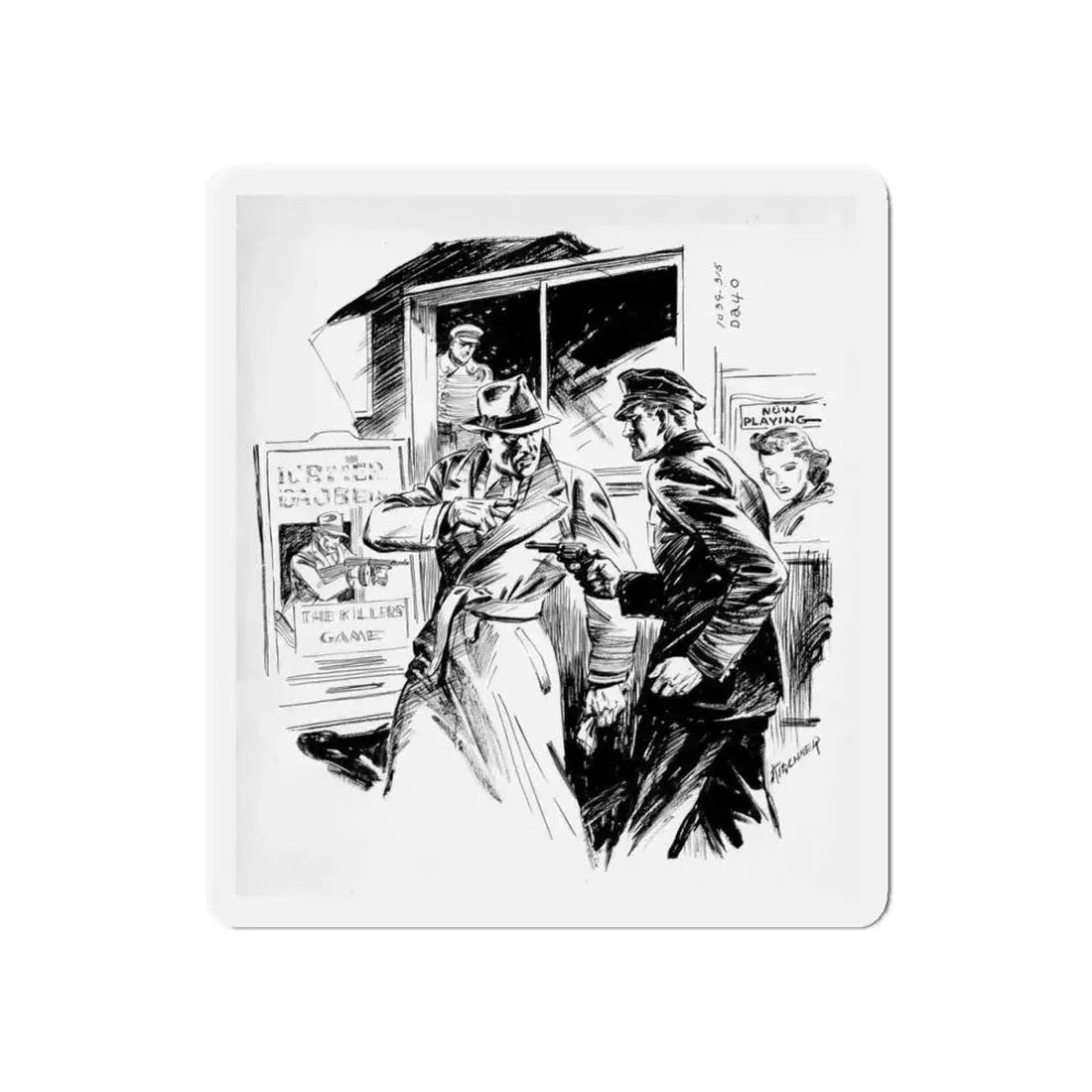 Group of six interior pulp illustrations (4) (Magazine Illustration) Refrigerator Magnet 6 Inch - The Sticker Space