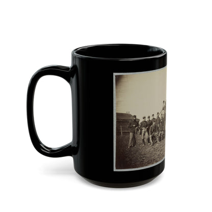 Group Of Soldiers Gathered Outside A Cabin (U.S. Civil War) Black Coffee Mug-The Sticker Space