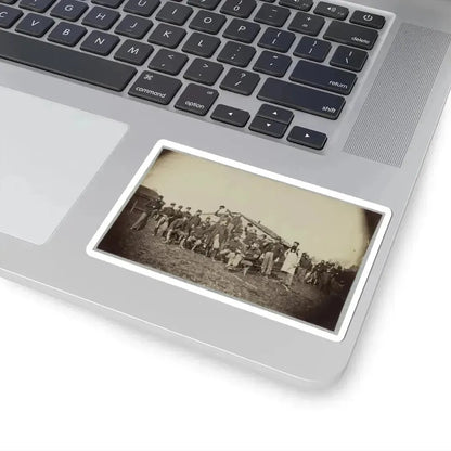 Group of Soldiers Gathered Outside a Cabin (U.S. Civil War) STICKER Vinyl Kiss-Cut Decal - The Sticker Space