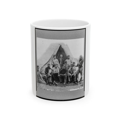 Group Of Soldiers Of Co. G., 71st New York Volunteers, Posed In Front Of Tent (U.S. Civil War) White Coffee Mug