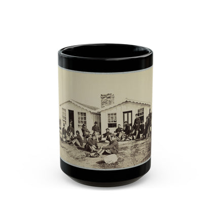 Group Of Soldiers Outside Winter Quarters (U.S. Civil War) Black Coffee Mug-15oz-The Sticker Space