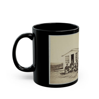 Group Of Soldiers Outside Winter Quarters (U.S. Civil War) Black Coffee Mug-The Sticker Space