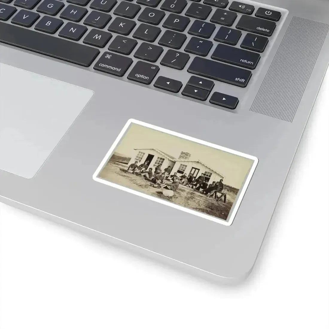 Group of Soldiers Outside Winter Quarters (U.S. Civil War) STICKER Vinyl Kiss-Cut Decal - The Sticker Space
