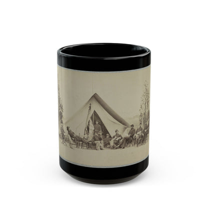 Group Of Soldiers Relax In Front Of A Tent (U.S. Civil War) Black Coffee Mug-15oz-The Sticker Space