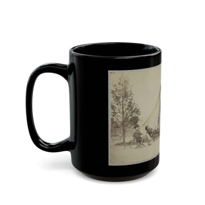 Group Of Soldiers Relax In Front Of A Tent (U.S. Civil War) Black Coffee Mug-The Sticker Space