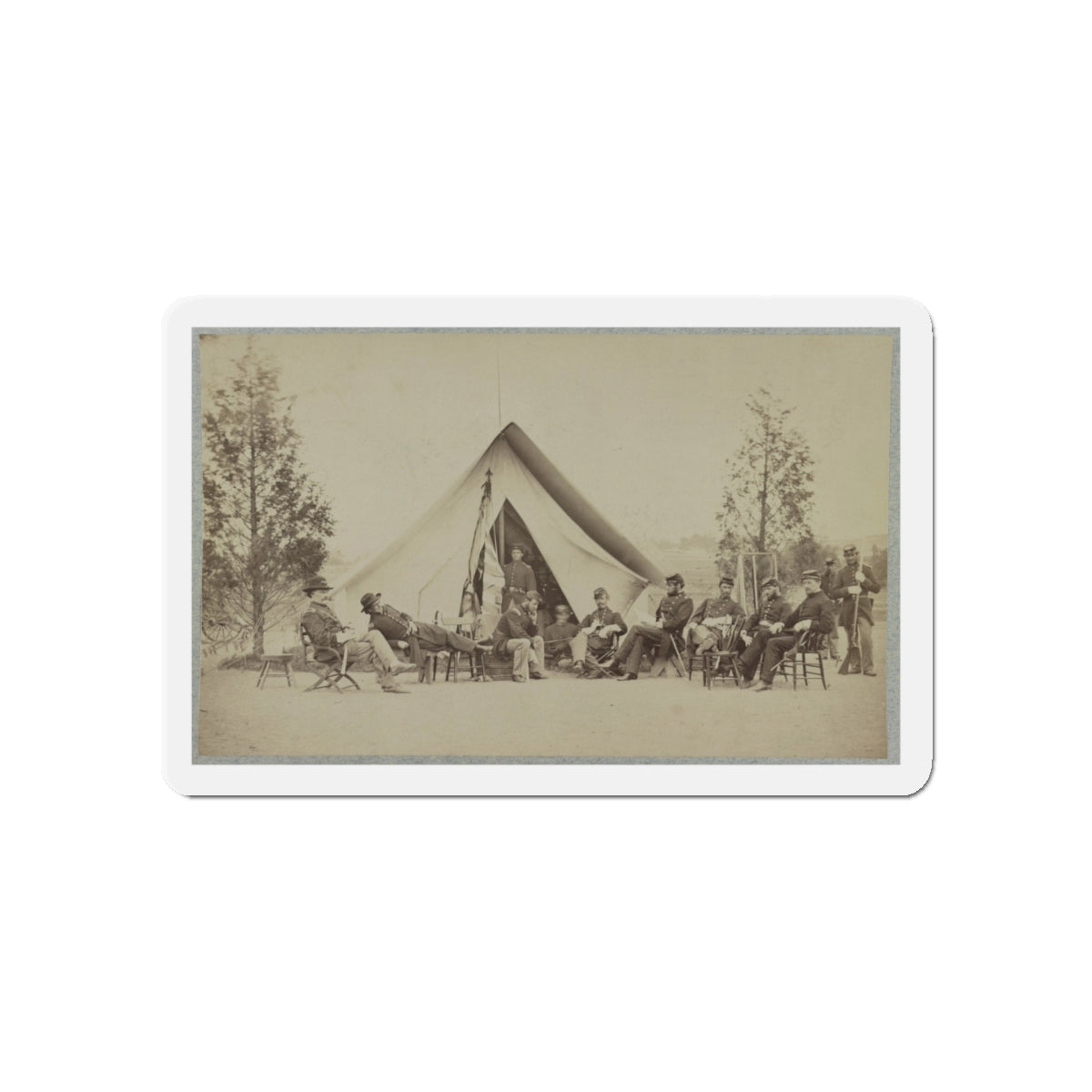 Group Of Soldiers Relax In Front Of A Tent (U.S. Civil War) Refrigerator Magnet-5" x 5"-The Sticker Space