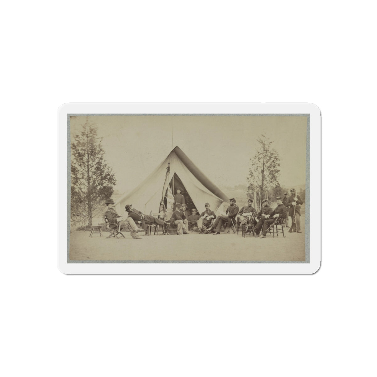 Group Of Soldiers Relax In Front Of A Tent (U.S. Civil War) Refrigerator Magnet-6 × 6"-The Sticker Space