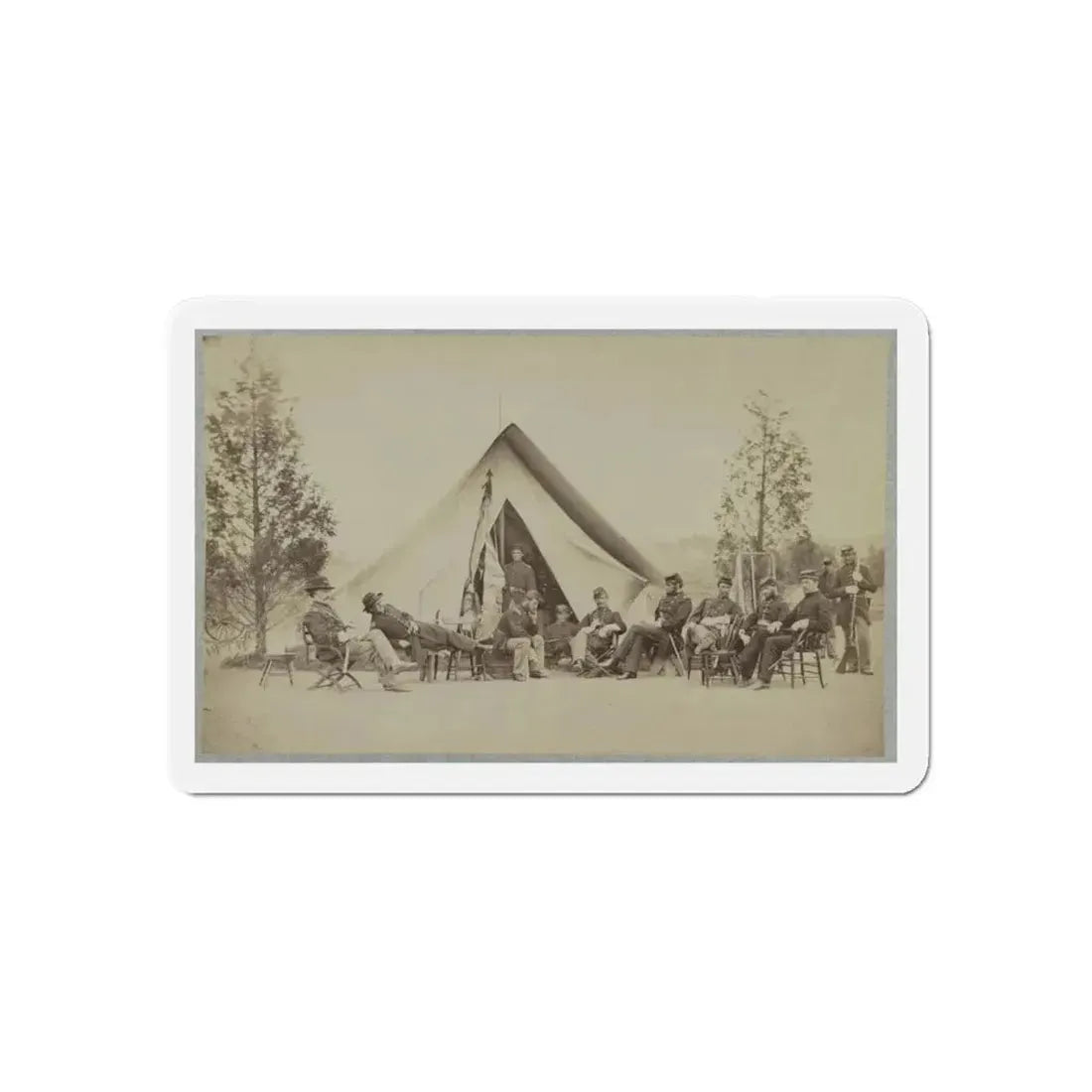 Group Of Soldiers Relax In Front Of A Tent (U.S. Civil War) Refrigerator Magnet 6 Inch Die-Cut - The Sticker Space