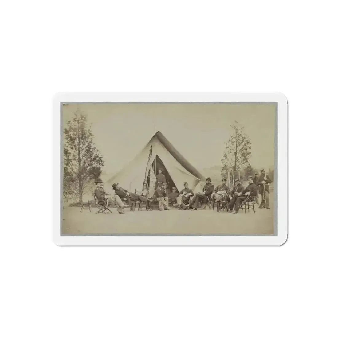 Group Of Soldiers Relax In Front Of A Tent (U.S. Civil War) Refrigerator Magnet - The Sticker Space