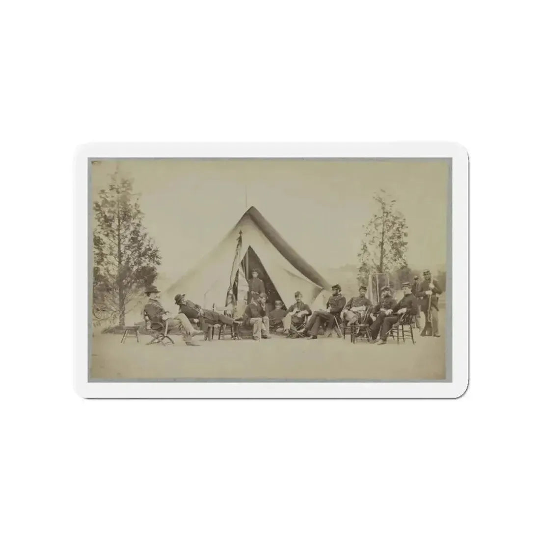 Group Of Soldiers Relax In Front Of A Tent (U.S. Civil War) Refrigerator Magnet - The Sticker Space