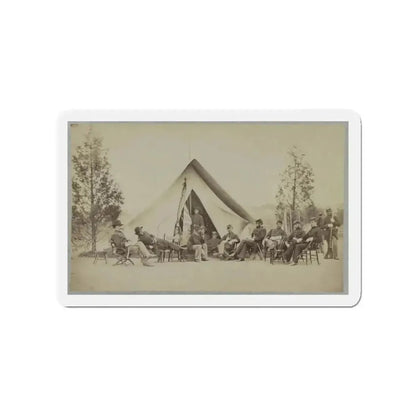 Group Of Soldiers Relax In Front Of A Tent (U.S. Civil War) Refrigerator Magnet - The Sticker Space