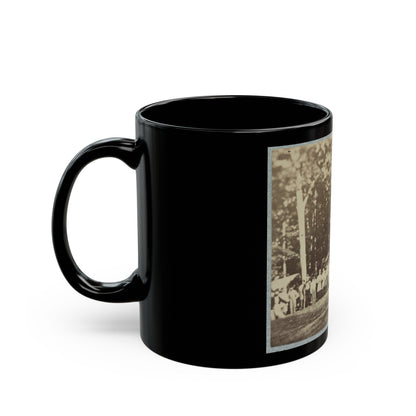 Group Of Soldiers, Some In Uniform And Some With Crutches, Pose In Front Of The Woods Possibly In Pennsylvania (U.S. Civil War) Black Coffee Mug-The Sticker Space