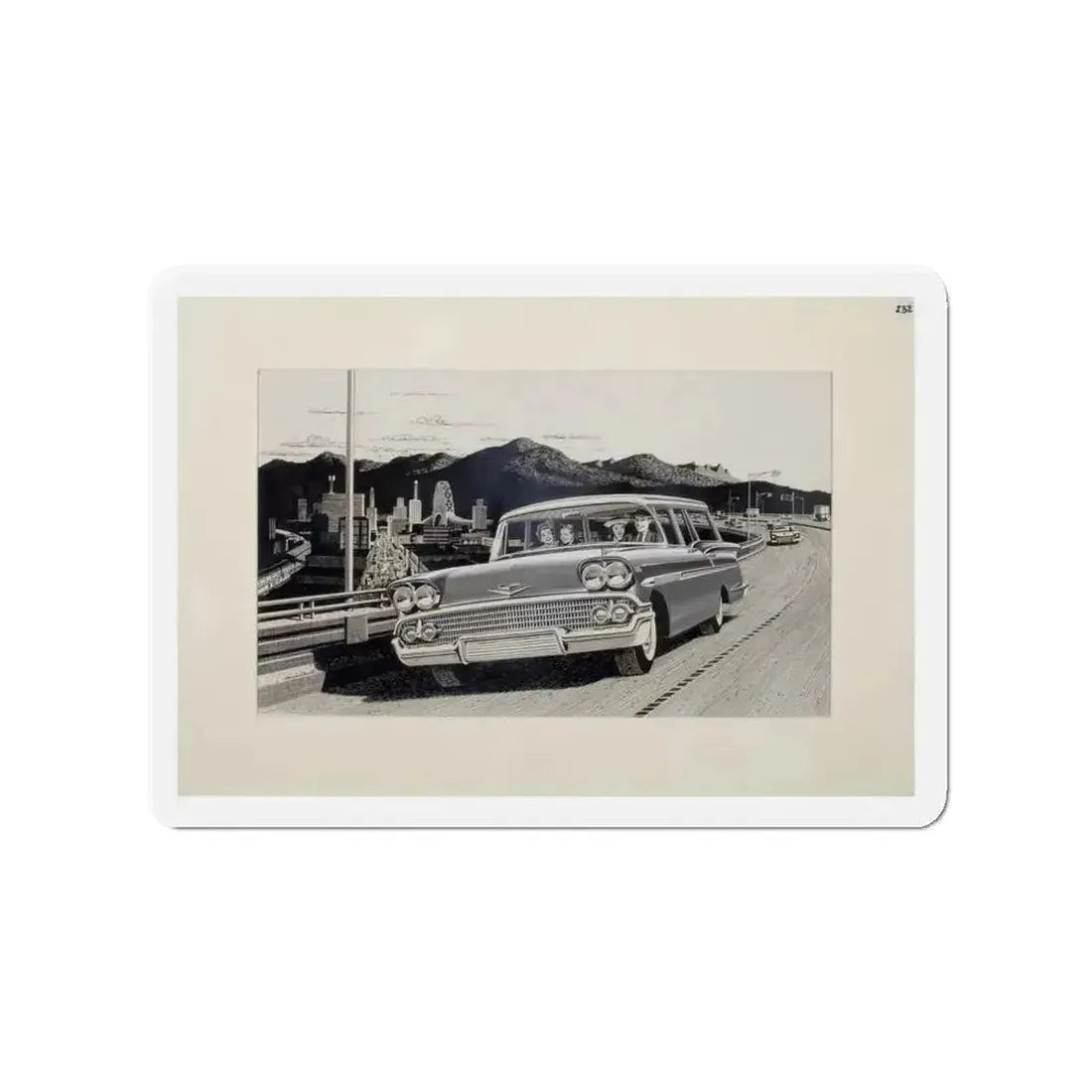 Group of Three Car Advertisements (3) (Magazine Illustration) Refrigerator Magnet - The Sticker Space