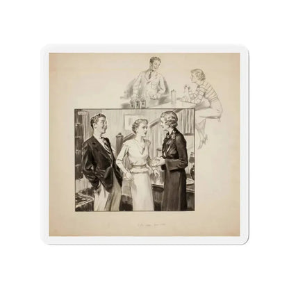 Group of three story illustrations (1) (Magazine Illustration) Refrigerator Magnet 4 Inch Die-Cut - The Sticker Space