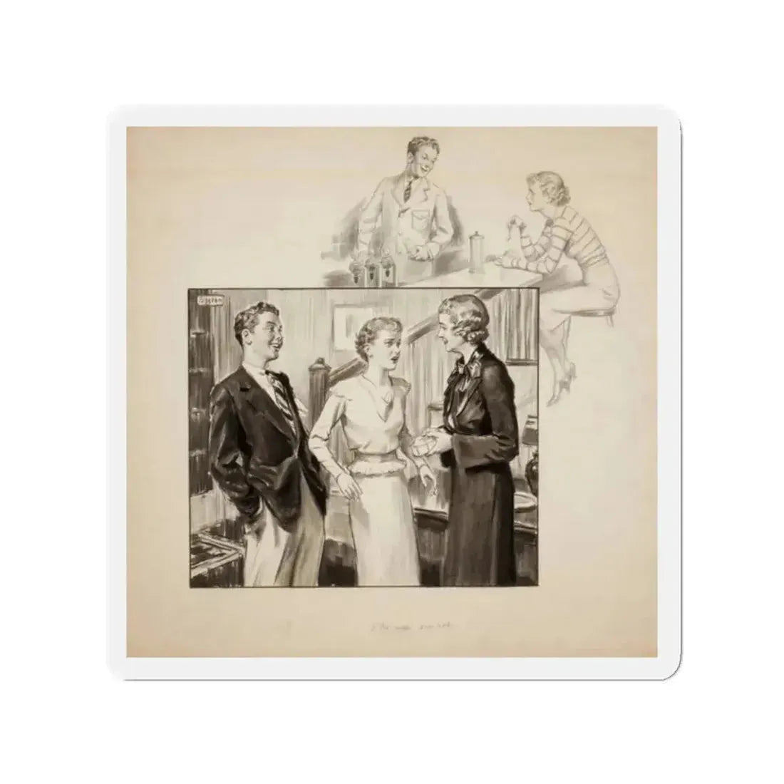 Group of three story illustrations (1) (Magazine Illustration) Refrigerator Magnet - The Sticker Space