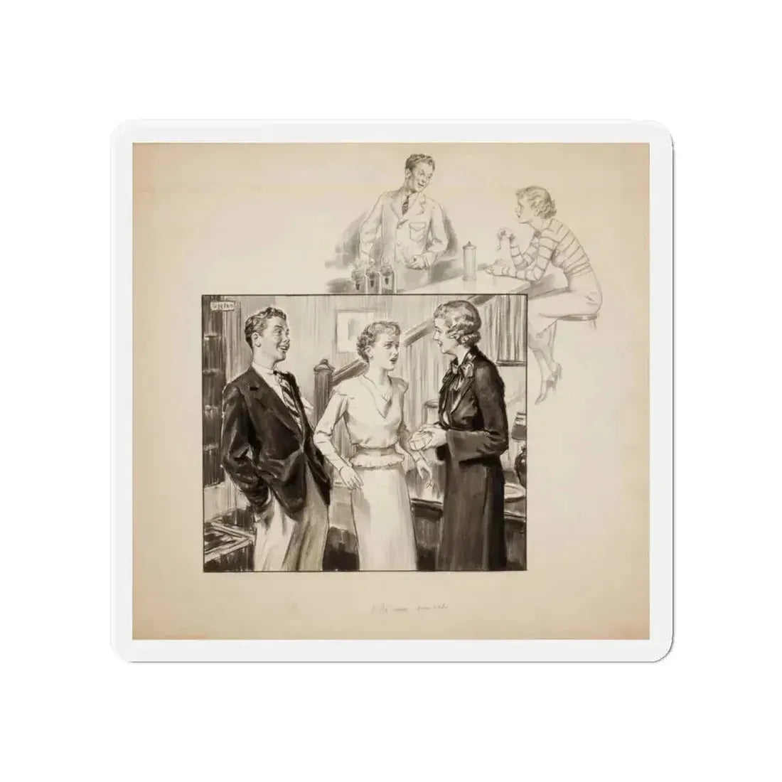 Group of three story illustrations (1) (Magazine Illustration) Refrigerator Magnet - The Sticker Space