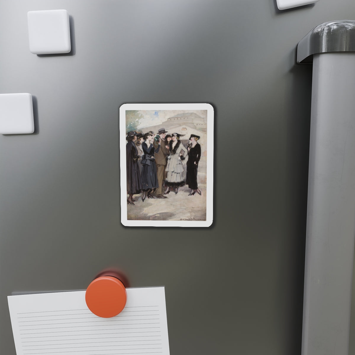 Group of Women and a Man (Magazine Illustration) Refrigerator Magnet