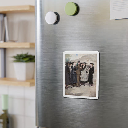 Group of Women and a Man (Magazine Illustration) Refrigerator Magnet