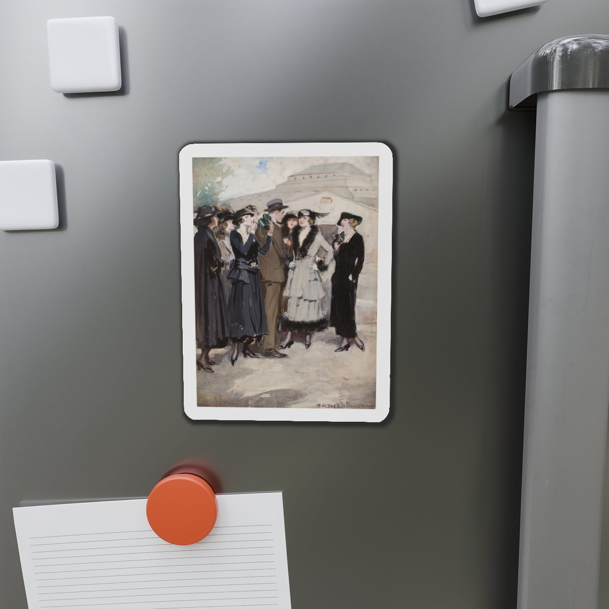 Group of Women and a Man (Magazine Illustration) Refrigerator Magnet