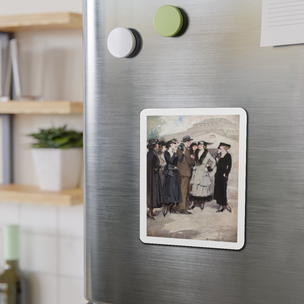 Group of Women and a Man (Magazine Illustration) Refrigerator Magnet