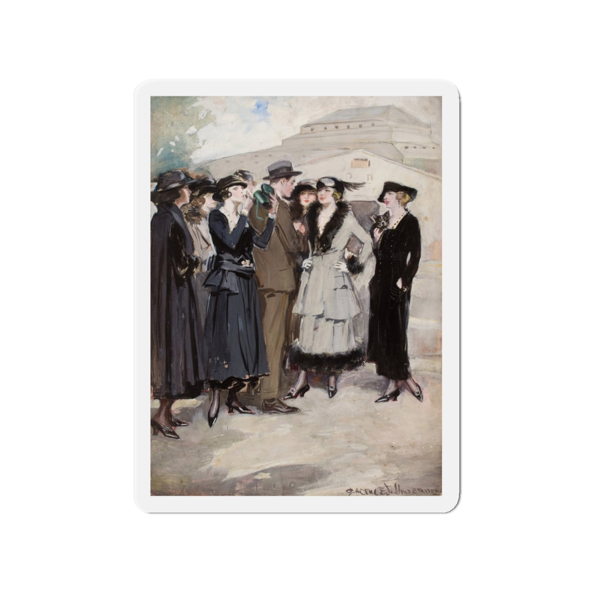 Group of Women and a Man (Magazine Illustration) Refrigerator Magnet