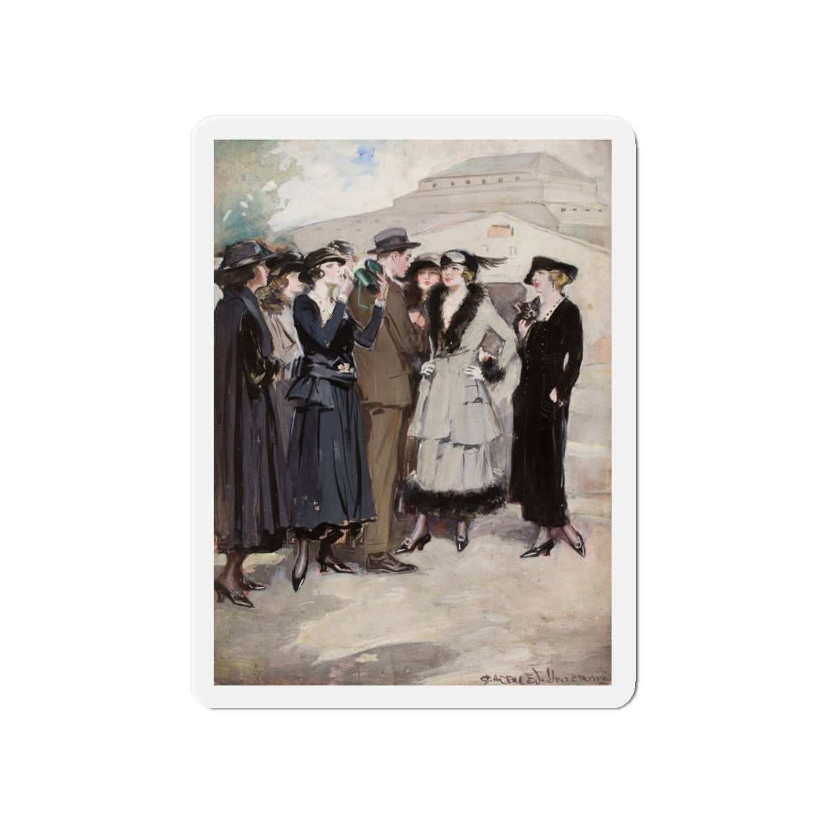 Group of Women and a Man (Magazine Illustration) Refrigerator Magnet