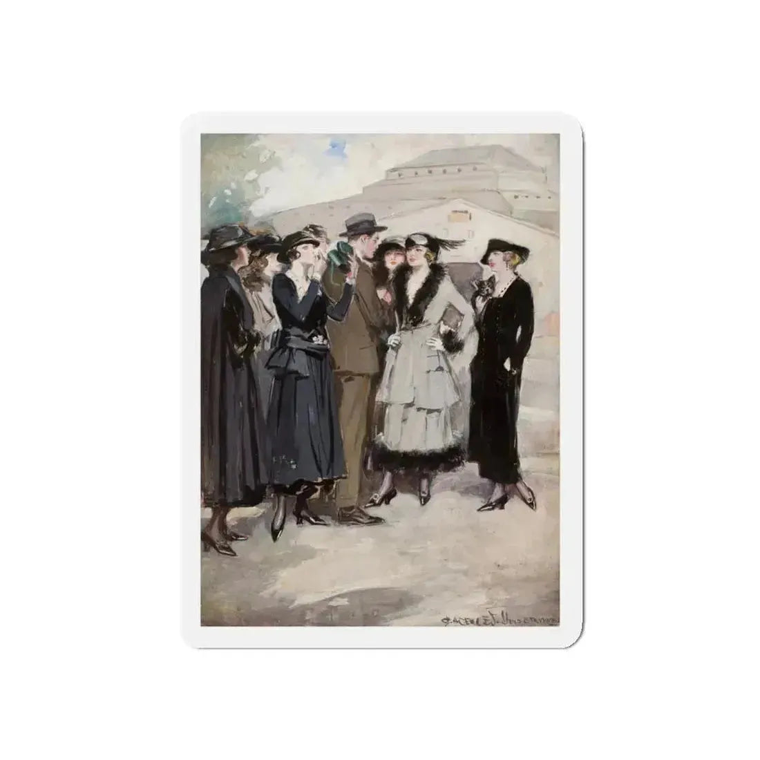 Group of Women and a Man (Magazine Illustration) Refrigerator Magnet 5 Inch - The Sticker Space